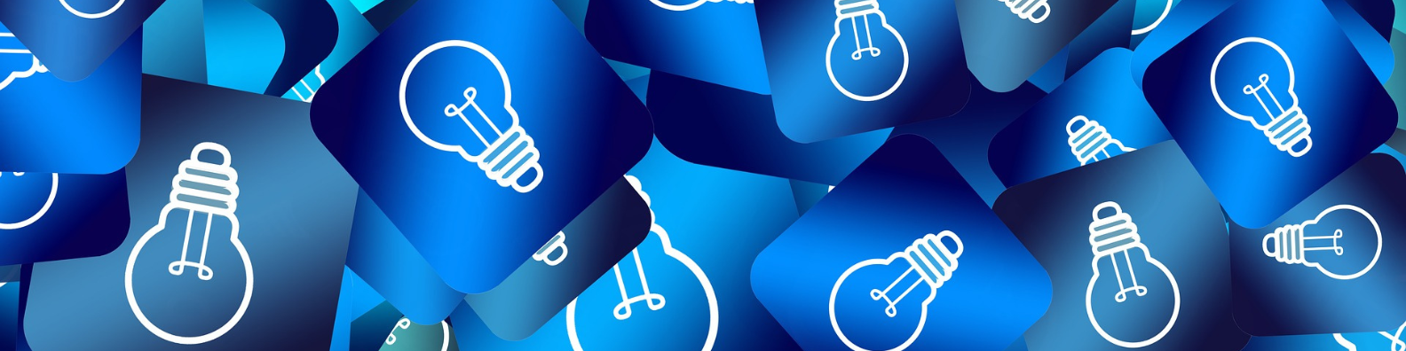 Light bulbs on blue squares