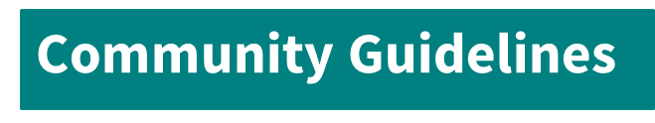 A dark green button reading 'Community Guidelines'