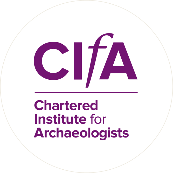 Text reads 'CIfA: The Chartered Institute for Archaeologists' in purple text on a white background