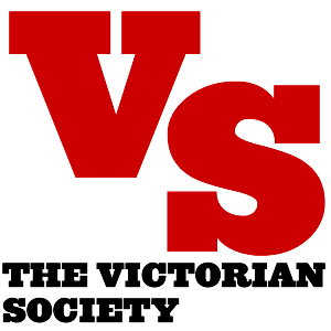 enlarged letters 'VS' in red font followed by the text 'The Victorian Society' in black font