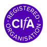 A purple circle with the CIfA logo in the middle, and surrounding text 'Registered Organisations'.
