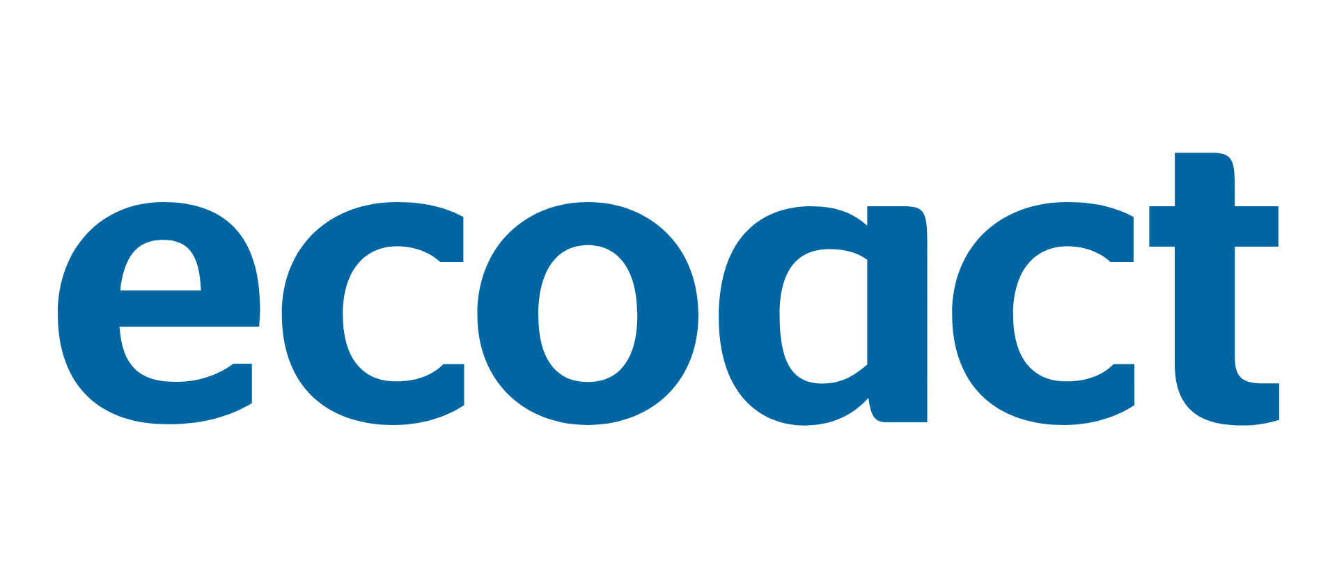 Round lower-case blue text reads 'ecoact', set against a white background.