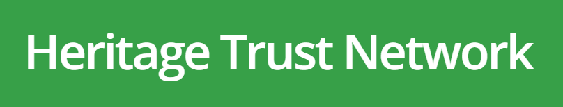 White text reading 'Heritage Trust Network' is set against a green background.