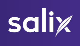 White lowercase text reads 'Salix' against a purple background. One of the diagonal lines on the letter 'X' has been replaced by a leaf.